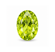 Natural yellowish-green oval mixed-cut peridot on white background