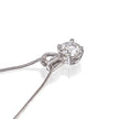 Platinum 4 Claw Solitaire Diamond Pendant with a Platinum Snake Chain close up view on white background
