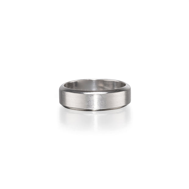 platinum gents satin finish wedding band with bevelled edge