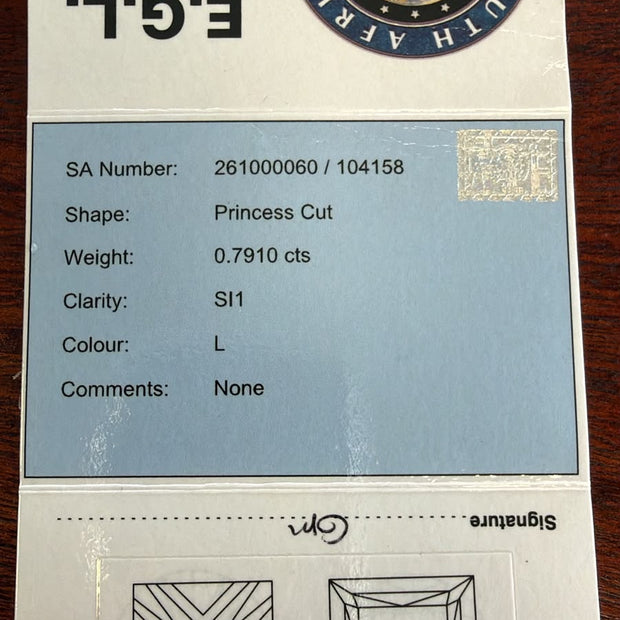 Princess Cut Diamond 0.7910cts SI1 L