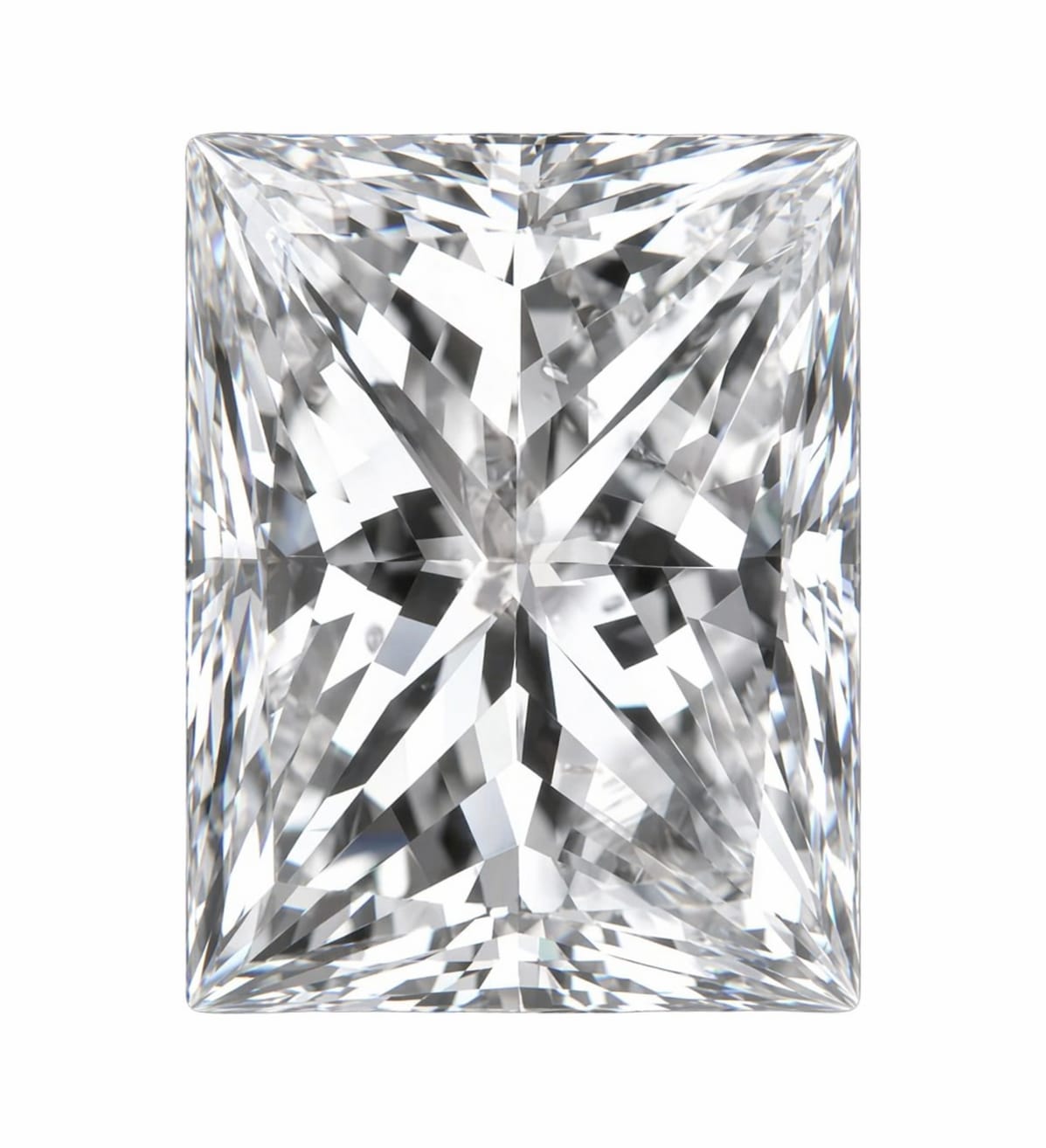 Rectangular cut diamond on a white background