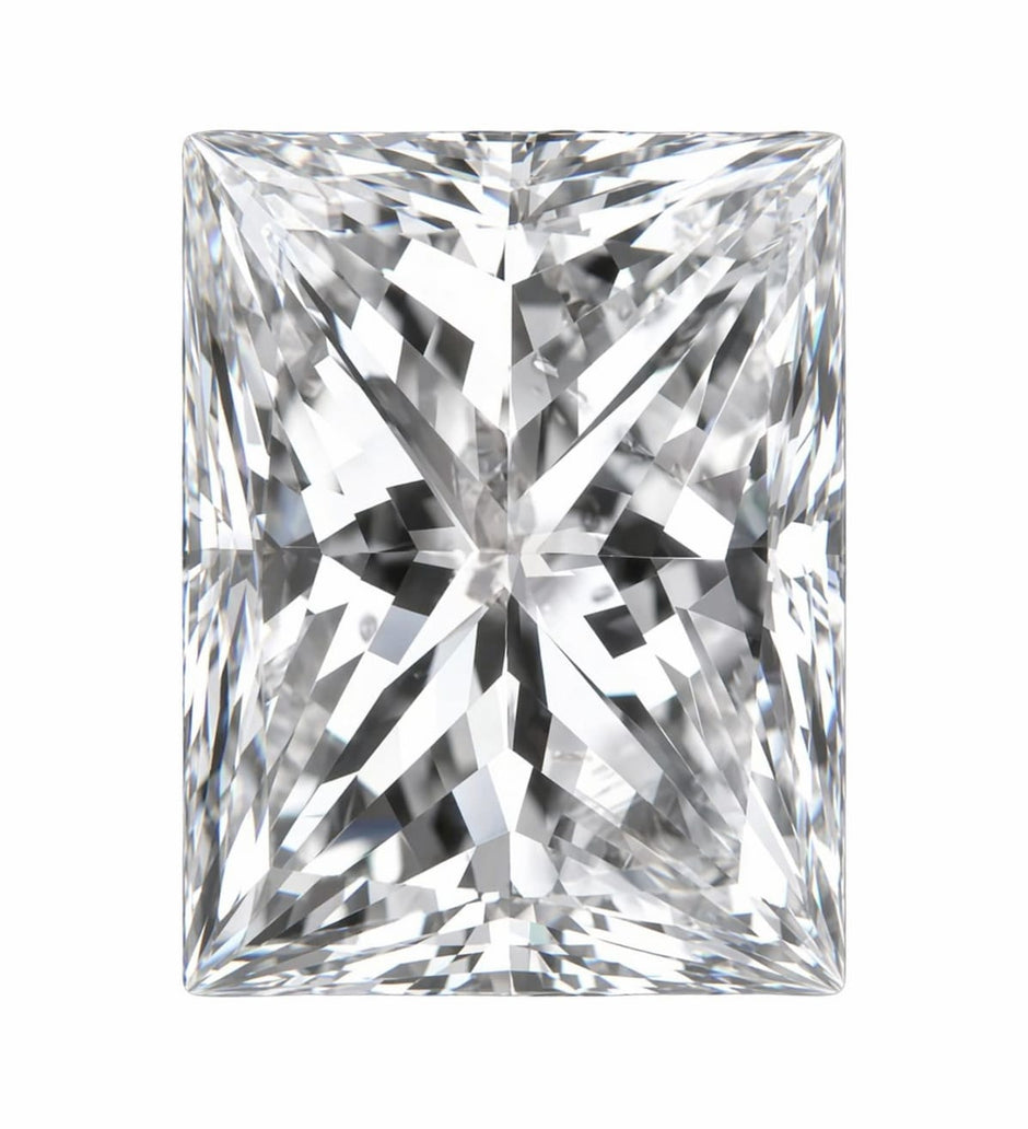 Rectangular cut diamond on a white background