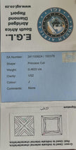 A diamond certificate report card for a princess-cut lab-grown diamond from E.G.