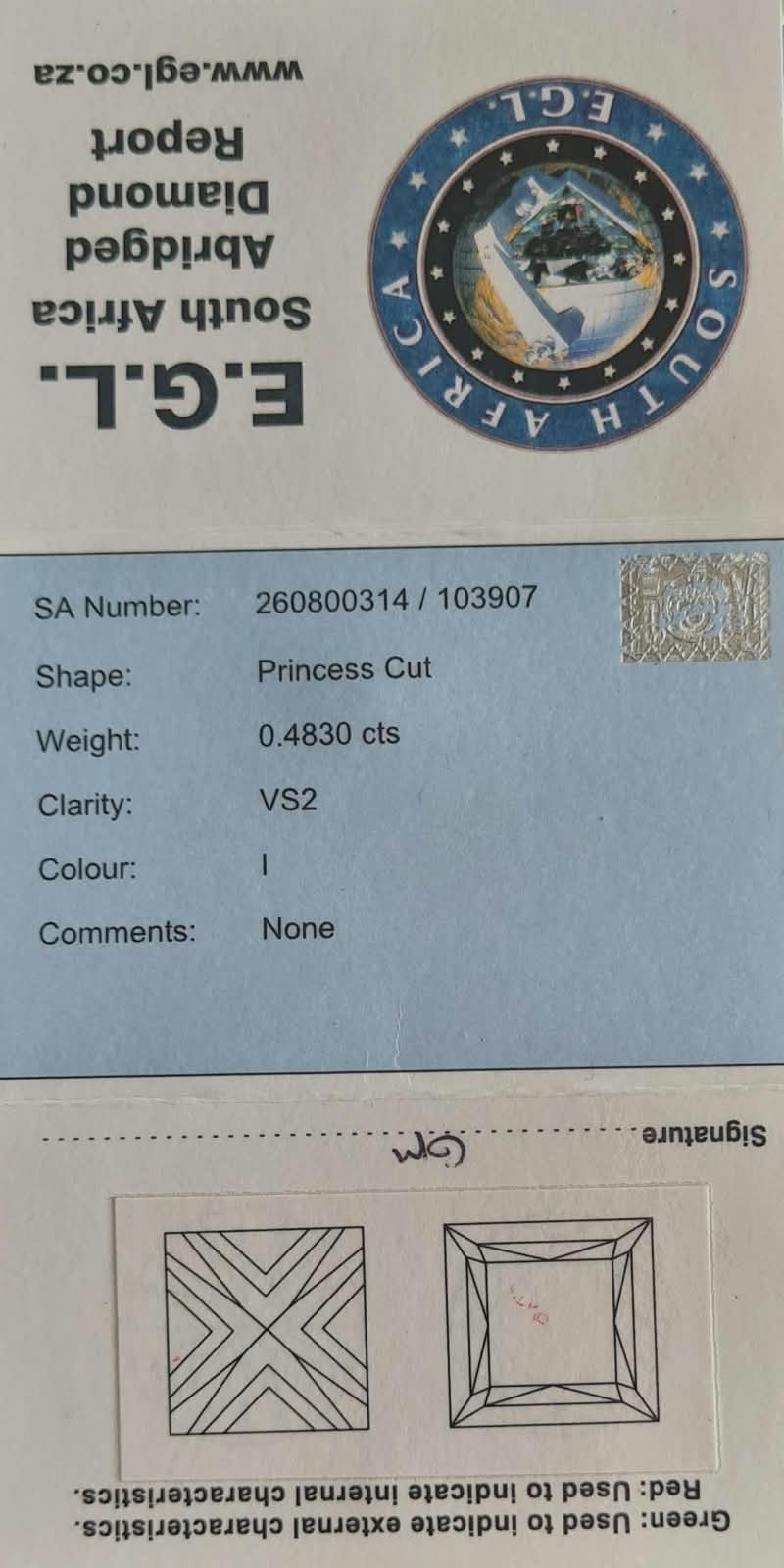A diamond report card from E.G.L.