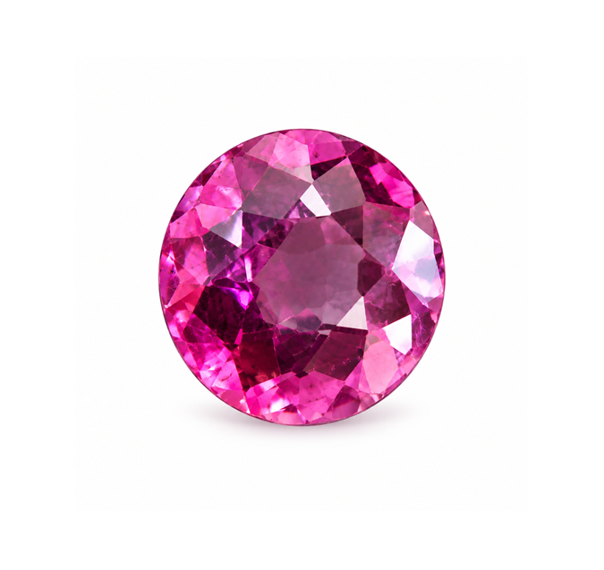Rhodolite garnet, 0.739 ct round mixed cut, violet