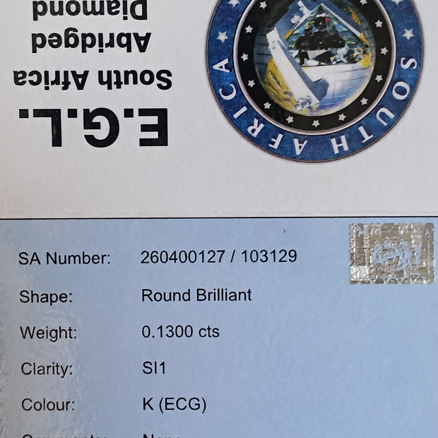 EGL South Africa diamond report card with certification details.