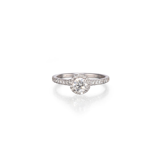 Shimansky 18ct White Gold Diamond Halo Ring on white background