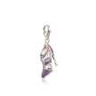 Purple high-heeled shoe charm on a white background