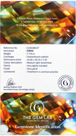 GEMLAB identification certificate for topaz 