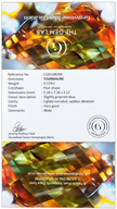 GEMLAB identification certificate for natural tourmaline