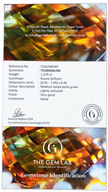 GEMLAB identification certificate for natural tourmaline