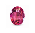 Natural violet-pink oval mixed-cut tourmaline on white background