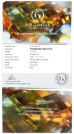 Clear GEMLAB identification certificate for Tourmaline Indicolite