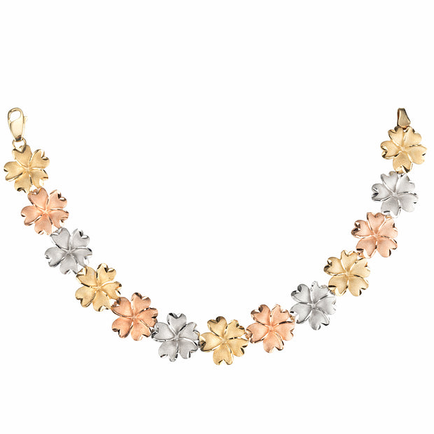 9ct Tri-Colour Floral Bracelet