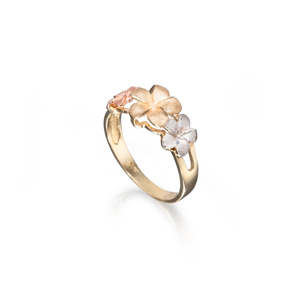 9ct Tri-Colour Floral Ring