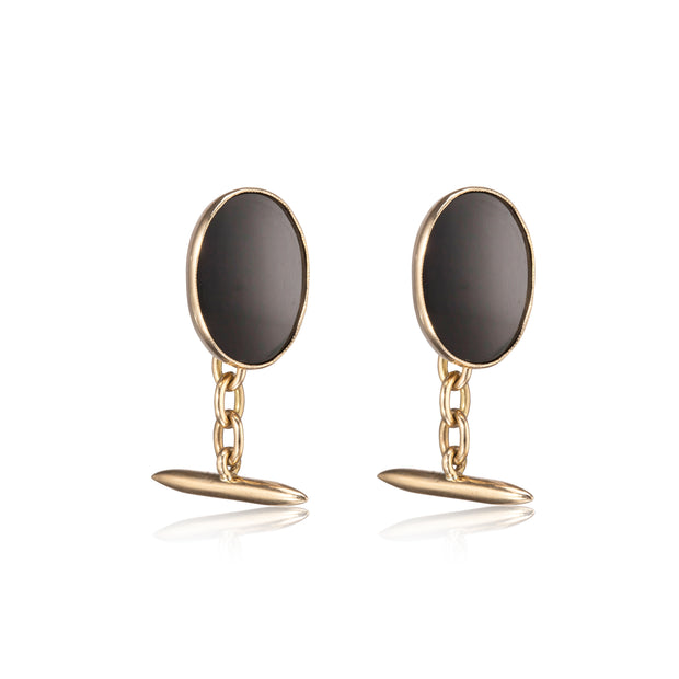 vintage 18ct yellow gold cufflinks with black onyx