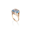 Vintage 9ct Yellow Gold Oval Cut Blue Cubic Ring set with Center, 1 x Oval Cut Blue Cubic of approx. 8.81cts top view