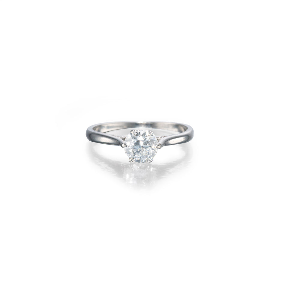 vintage platinum rose cut diamond solitaire ring