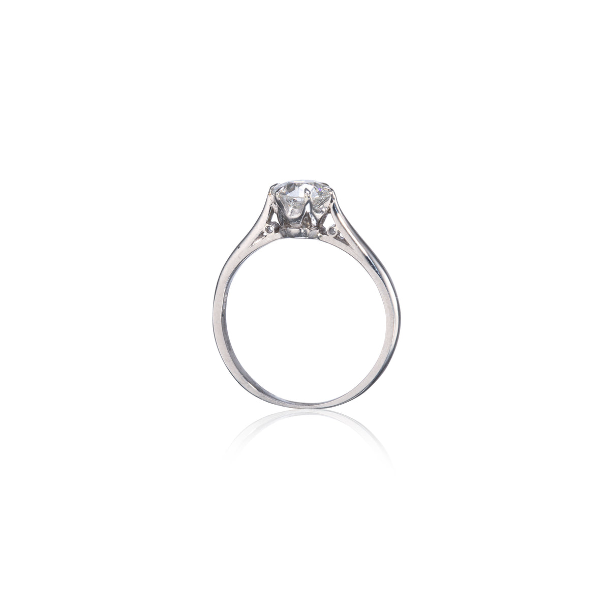 Vintage Platinum Diamond Solitaire Ring side view