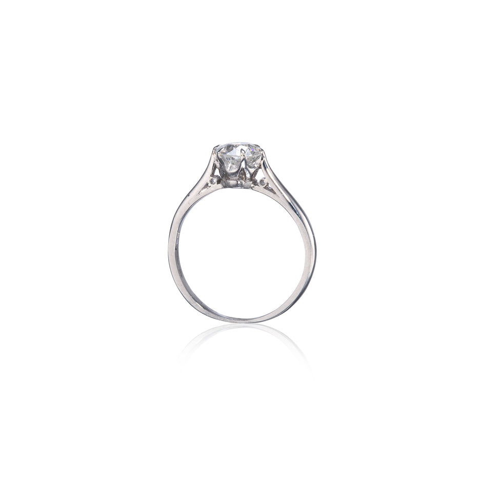 Vintage Platinum Diamond Solitaire Ring side view