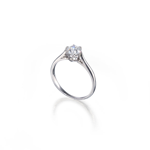 Vintage Platinum Diamond Solitaire Ring top view