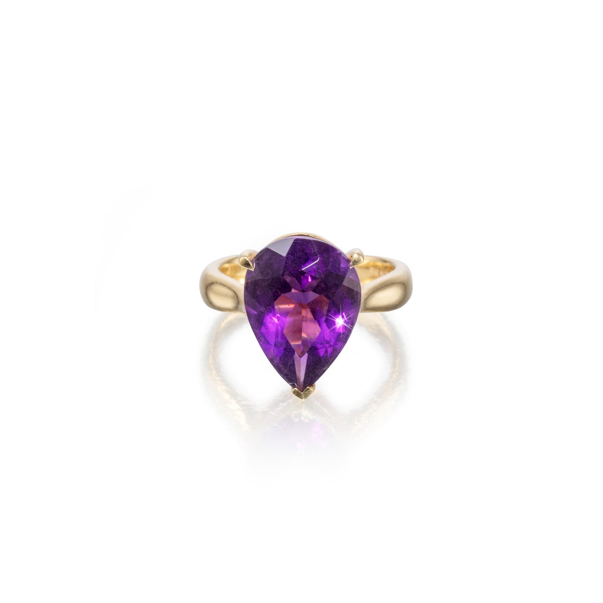 Browns 18ct Yellow Gold Pear Cut Amethyst Ring