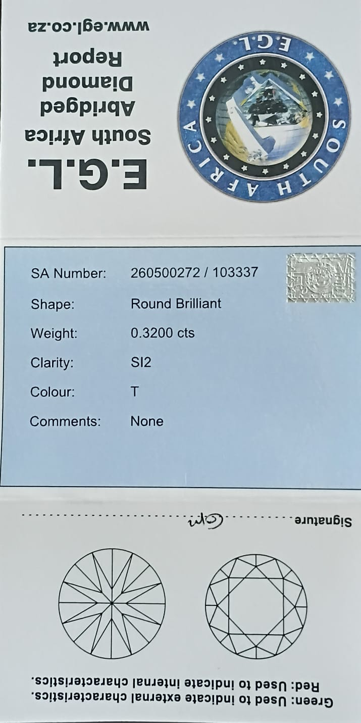Round Brilliant Cut Diamond 0.3200cts SI2 T