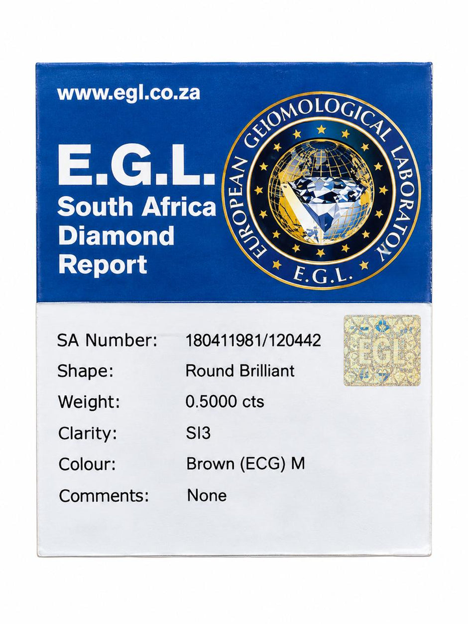 Round Brilliant Cut Diamond 0.5000cts SI3 Brown (ECG) M
