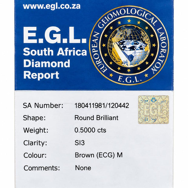 Round Brilliant Cut Diamond 0.5000cts SI3 Brown (ECG) M