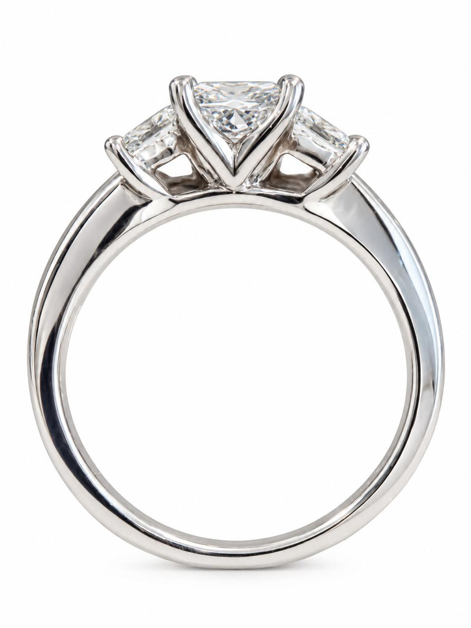 Browns 18ct White Gold Princess Cut Diamond Trilogy Ring