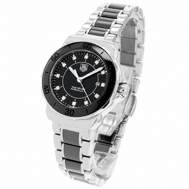 TAG Heuer Formula 1 Ladies 32mm Black Diamond Dial Steel & Ceramic Quartz Watch WAH1314.WET5155