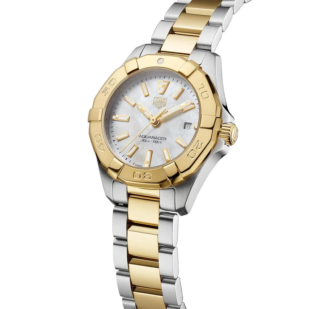 TAG Heuer Aquaracer Ladies 27mm Mother-of-Pearl Dial Two-Tone Quartz Watch WBD1420