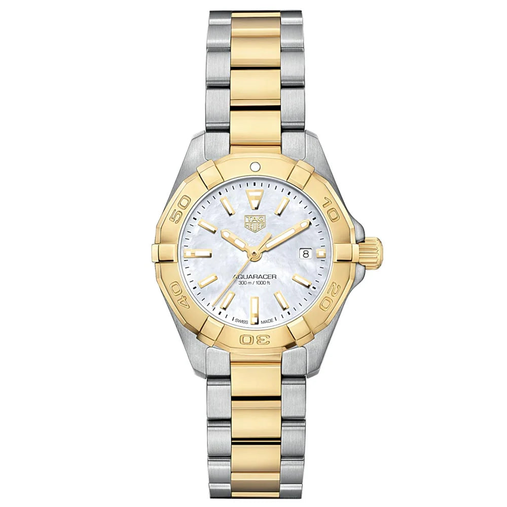 TAG Heuer Aquaracer Ladies 27mm Mother-of-Pearl Dial Two-Tone Quartz Watch WBD1420