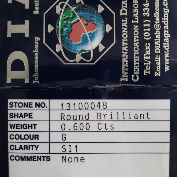 Round Brilliant Cut Diamond 0.600cts G SI1