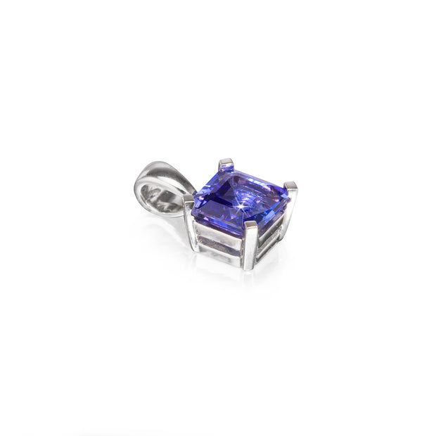 18ct White Gold Square Cut Tanzanite Pendant