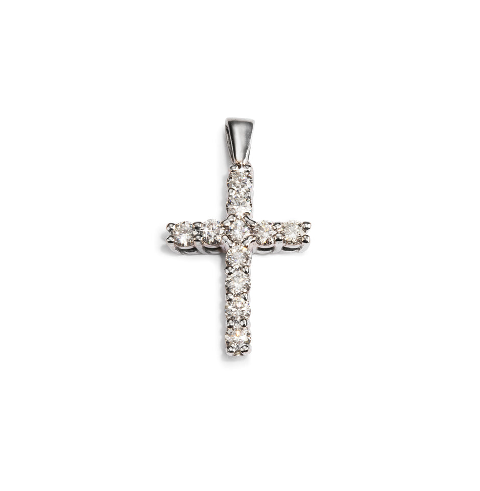 18ct White Gold Diamond Cross