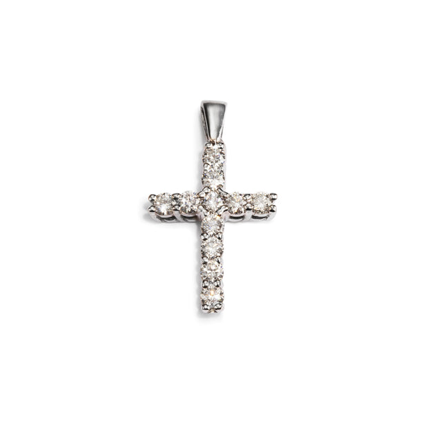 18ct White Gold Diamond Cross