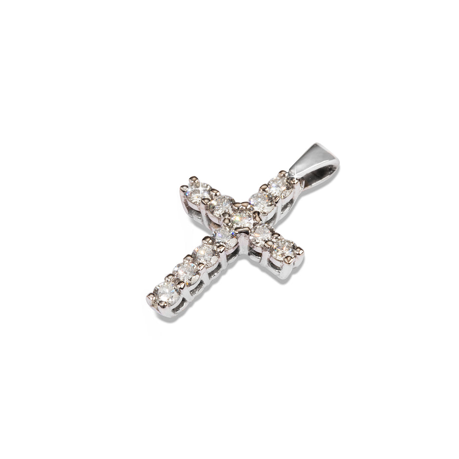 18ct White Gold Diamond Cross