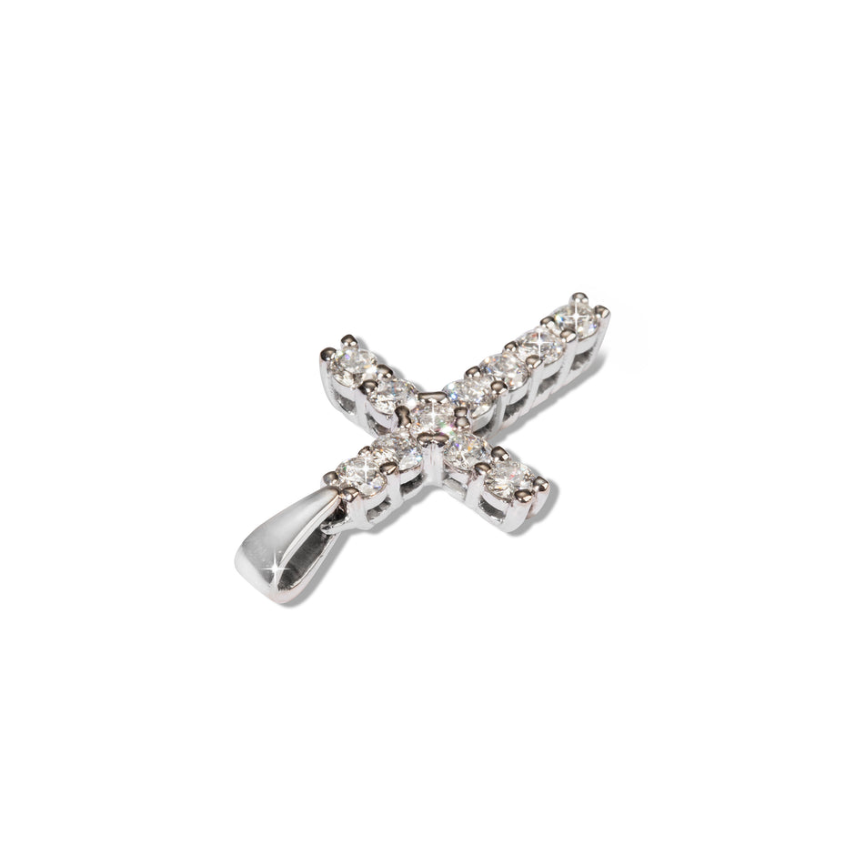 18ct White Gold Diamond Cross