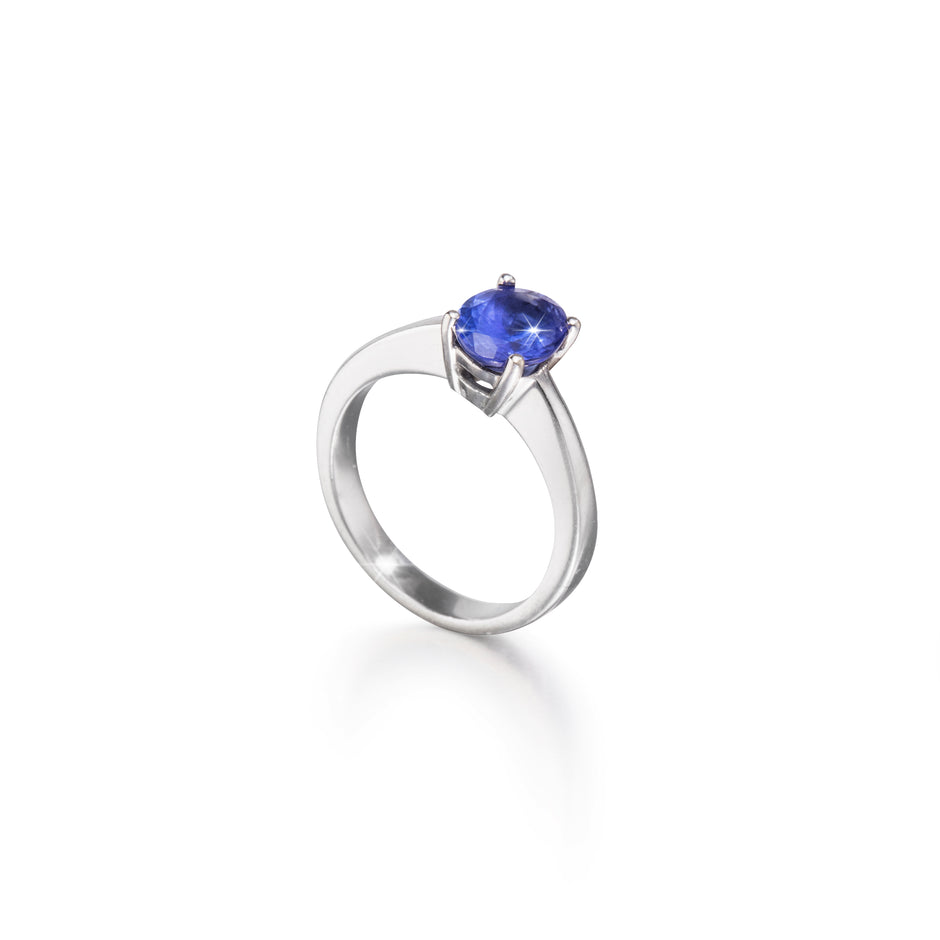 9ct White Gold Tanzanite Solitaire Ring