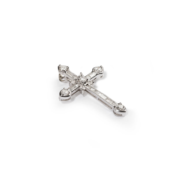 18ct White Gold and Palladium Diamond Cross