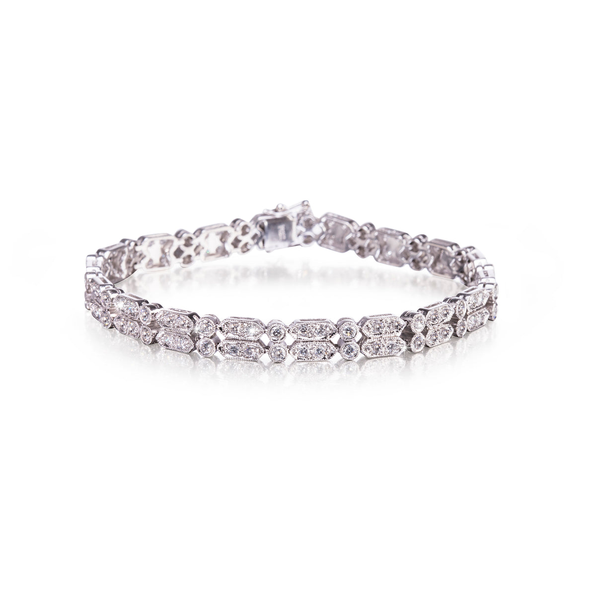 Platinum Double Milgrain Diamond Bracelet