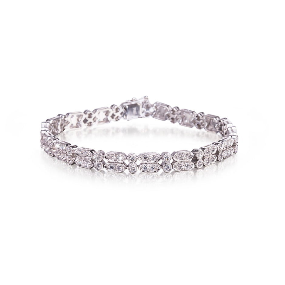 Platinum Double Milgrain Diamond Bracelet