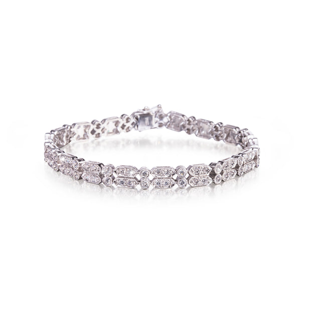 Platinum Double Milgrain Diamond Bracelet