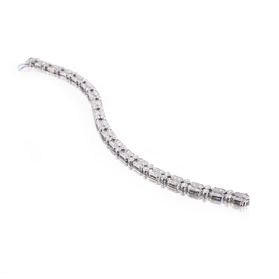 Platinum Double Milgrain Diamond Bracelet