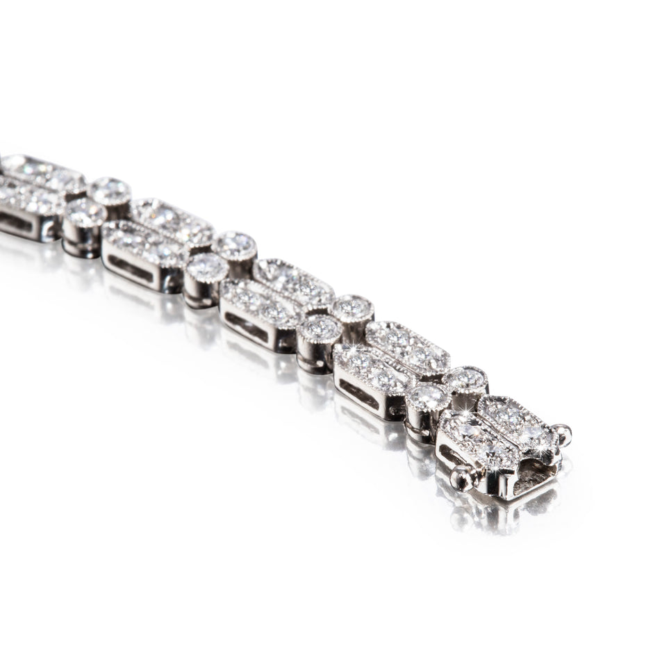 Platinum Double Milgrain Diamond Bracelet
