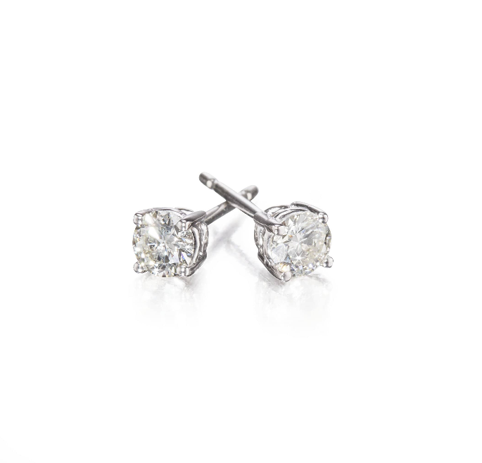 New Platinum Diamond Stud Earrings